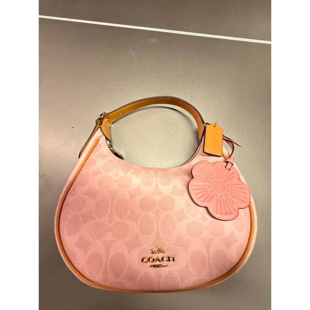 Coach‎ Emily Shoulder Bag Signature Canvas Powder Pink CDW86 Floral Charm NWT - Picture 7 of 14